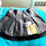 Burberry Skirts | Barberry Pleaded Lamb Skin Leather Miniskirt | Color: Black | Size: 4