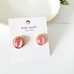 Kate Spade Jewelry | Kate Spade Cat Eye Stud Earrings Pink | Color: Gold/Pink | Size: Os