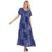 Plus Size Women's Short-Sleeve Crinkle Dress by Woman Within in Navy Patchwork (Size 2X)