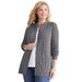 Plus Size Women's Cotton Cable Knit Cardigan Sweater by Woman Within in Medium Heather Grey (Size S)