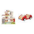 Hape E3405 - Puppen-Villa, Puppenhaus mit Zubehör, aus Holz & E3475 - Puppenhaus Zubehör Familienauto