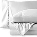 Custom Silk 4 PC Sheet Set and 1 Zipper Closure Duvet Cover, 100% Egyptian Cotton 400 Thread Count, 40 CM Deep Pockets -Breathable & Cooling Sheets - Wrinkle Free - White Solid, UK King Size