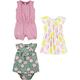 Simple Joys by Carter's Baby Mädchen 3-Pack Romper, Sunsuit and Dress Strampler, Birnen/Blumen/Punkte, 6-9 Monate (3er Pack)