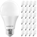 Luxrite A19 LED Light Bulbs 100W Equivalent Dimmable, 1600 Lumens, Enclosed Fixture Rated, Energy Star, E26 Base 24-Pack