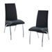 Leatherette Upholstered Side Chairs with Metal Base, Black and Silver, Set of Two