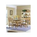 Braxton Culler Chippendale 5 Piece Dining Set Glass/Upholstered/Wicker/Rattan | 30" H x 48" L x 48" W | Wayfair 970-075-SETA/0851-73/BLUEBERRY