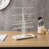 MyGift Decorative Tray w/ Display Bars Jewelry Stand Metal in White | 15.94 H x 11.81 W x 4.13 D in | Wayfair WAYJ1164WHT