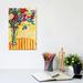 East Urban Home Floral Vase on Red & Yellow Striped Tablecloth by Patty Baker - Wrapped Canvas Painting Print Canvas in Green/Orange/Red | Wayfair