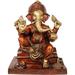 Exotic India Lord Ganesha Granting Abhaya Metal in Brown/Yellow | 16 H x 12.5 W x 9 D in | Wayfair ZAP25