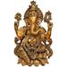 Exotic India Lord Ganesha Seated On Lotus Pedestal Metal in Yellow | 21.5 H x 13.5 W x 10.4 D in | Wayfair ZCJ45