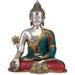 Exotic India Tibetan Buddhist God Medicine Buddha -The Unfailing Healer Of The Ills Of Samsara (In Silver Hue w/ Fine Inlay Work) Metal | Wayfair