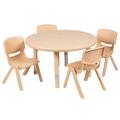 Flash Furniture Goddard Round Height Adjustable Activity Table Set w/ 4 Chairs Plastic/Metal in White/Brown | 23.75 H in | Wayfair