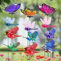 Exhart 12 Piece 4" WindyWings Plant Stake Assortment in Hummingbird, Butterfly, Dragonfly, Song Bird Resin/Plastic | 15.5 H x 6.5 W x 4 D in | Wayfair