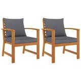 Millwood Pines Patio Chairs Outdoor Dining Chair w/ Cushions Solid Wood Acacia Wood in Gray/Brown | 31.89 H x 23.82 W x 23.82 D in | Wayfair