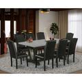 Winston Porter Aimey-Louise 9-Pc Dining Room Table Set - 8 Parson Chairs & 1 Modern Rectangular Cement Kitchen Table Top w/ High Chair Back | Wayfair