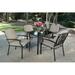 Red Barrel Studio® COURTYARD 5Pc Fully Cushioned "Snap-On Back" Outdoor Dining Set Glass/Metal in Black | 36 W x 36 D in | Wayfair