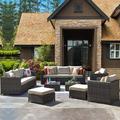 Sol 72 Outdoor™ Osorio Big Size 12-piece Rattan Sectional Seating Group w/ Cushions Synthetic Wicker/All - Weather Wicker/Wicker/Rattan | Wayfair