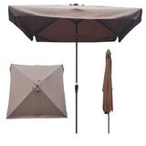 Arlmont & Co. 10 X 6.5Ft Rectangular Patio Umbrella Outdoor Market Umbrellas w/ Crank & Push Button Tilt For Garden Swimming Pool Market | Wayfair