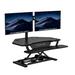 VERSADESK Standing Desk Converter 36"PowerPro Corner Electric Sit to Stand Desk Riser Keyboard Tray Metal in Black | 36 W x 31 D in | Wayfair