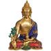 Bungalow Rose The Medicine Buddha w/ Myrobalan (Arura) Plant (Tibetan Buddhist Deity) Metal in Blue/Red/Yellow | 14.8 H x 10.6 W x 6.8 D in | Wayfair