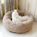 Tucker Murphy Pet™ Cecilla Plush Faux Fur Round Pet Bed Soft Shaggy Calming Mat For Pets Polyester in Brown | 4 H x 20 W x 20 D in | Wayfair