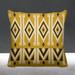 ULLI HOME Akin Abstract Tribal Indoor/Outdoor Throw Pillow Polyester/Polyfill blend in Yellow | 18 H x 18 W x 4.3 D in | Wayfair