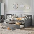 Saige Twin 2 Drawer Solid Wood Platform Bed w/ Trundle by Harper Orchard Wood in Gray | 35 H x 37.3 W x 76 D in | Wayfair