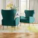 Wingback Chair - Etta Avenue™ Demetrius 27" Wide Wingback Chair Velvet/Fabric in Green | 39 H x 27 W x 29 D in | Wayfair