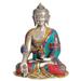Bungalow Rose Tibetan Buddhist Deity- The Medicine Buddha (Bhaishajyaguru) Metal in Green/Red/Yellow | 12 H x 9 W x 7 D in | Wayfair