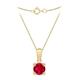 CARISSIMA Gold Women's 9ct Yellow Gold Magenta 5mm CZ July Birthstone Pendant on 9ct Yellow Gold 20 Diamond Cut Curb Chain 46cm/18'