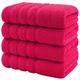 4 x Extra Large Super Jumbo Bath Sheets Set (100x200cm, 600-GSM) Soft Big Towels 100% Egyptian Cotton Bath Sheets Quick Dry XL Bathroom Towels (Hot Pink)