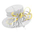 Caprilite White and Yellow Large Queen Brim Hat Occasion Hatinator Fascinator Weddings Formal