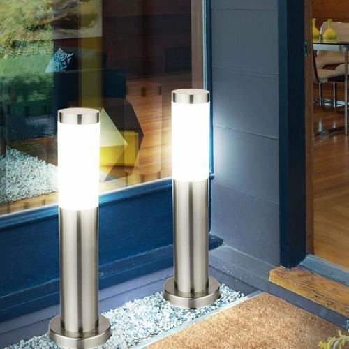 2x led Außen Steh Lampe Stand Leuchte Weg Garten Hof Einfahrt Veranda Beleuchtung edelstahl IP44 h: