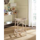 SAFAVIEH Rayna White Washed Rattan 27.6-inch Stool - 16.9" x 16.5" x 27.5"