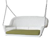 White Resin Wicker Porch Swing with Cushions