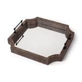 Shrouda Brown Wooden Mirrored Bottom Tray - 24"W x 24"D x 6"H