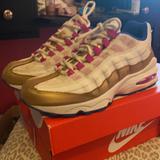 Nike Shoes | Air Max 95 Youth Size 7 Sneaker (Women’s 8.5) | Color: Blue/Gold/White | Size: 7b