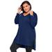 Plus Size Women's Tunic Hoodie by Roaman's in Evening Blue (Size 26/28)