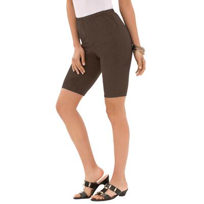 Plus Size Women's Essential Stretch Bike Short by Roaman's in Chocolate (Size 3X) Cycle Gym Workout