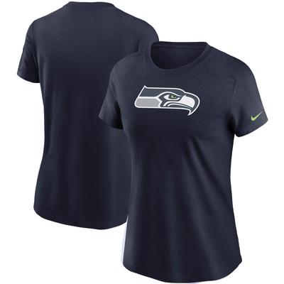 Damen Nike College Navy Seattle Seahawks Logo Essential T-Shirt Image