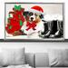 The Holiday Aisle® Christmas Holiday Border Collie (Horizontal) By Jodi - Graphic Art /Acrylic in Red/White | 31.5 H x 51.5 W x 2 D in | Wayfair