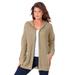 Plus Size Women's Classic-Length Thermal Hoodie by Roaman's in Sandy Beige (Size M) Zip Up Sweater