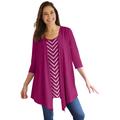 Plus Size Women's 7-Day Layered 2-in-1 Tunic by Woman Within in Raspberry Bias Stripe (Size 38/40)