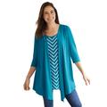 Plus Size Women's 7-Day Layered 2-in-1 Tunic by Woman Within in Deep Teal Bias Stripe (Size 14/16)