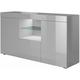 Buffet Bahut 2 portes 1 tiroir avec led 135 x 72 x 34 cm Couleur Gris Finition Brillante Meuble de