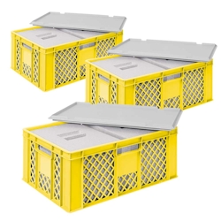 BRB 3x 2 EPS Thermobox in Stapelkorb mit Deckel, LxBxH 600x400x240 mm, gelb Image