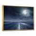 East Urban Home Asphalt Road Under Cloudy Full Moon I - Photograph on Canvas Metal in Black/Blue | 24 H x 32 W x 1 D in | Wayfair