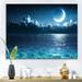 East Urban Home Romantic Moon over Deep Blue Sea I - Photograph on Canvas Metal in Black/Blue | 30 H x 40 W x 1.5 D in | Wayfair