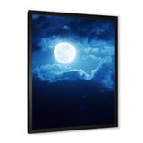 East Urban Home Full Moon in Cloudy Night Sky III - Photograph on Canvas Canvas, Wood in Black/Blue/White | 20 H x 12 W x 1 D in | Wayfair