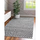 Black/White 61 x 0.38 in Area Rug - George Oliver Delannie Geometric Handmade Flatweave Jute/Area Rug Cotton/Jute & Sisal | 61 W x 0.38 D in | Wayfair